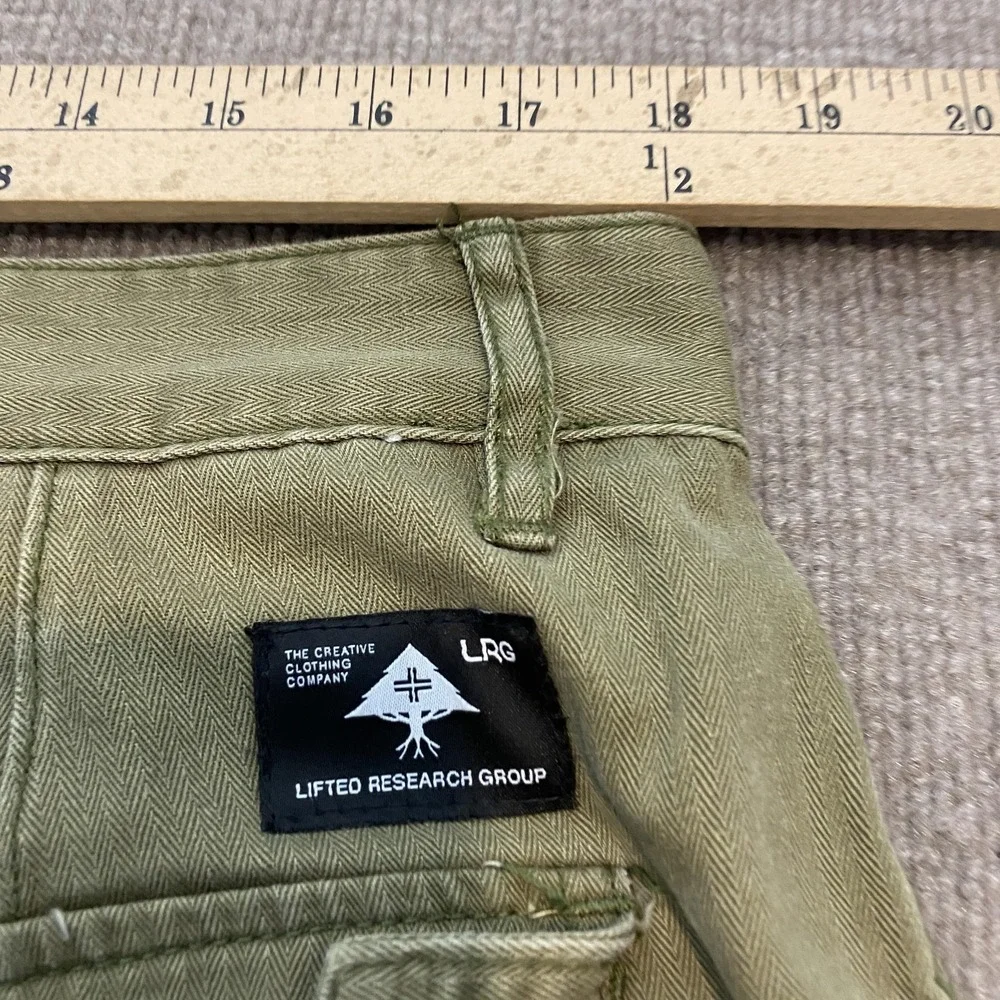 Lifted‎ Research Group Pants Mens 36x30 Green Cargo Ankle Zip Herringbone Grunge